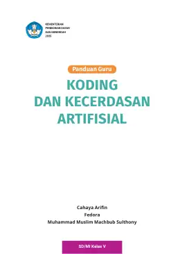 Sampul Buku Guru Koding dan Kecerdasan Artifisial SD/MI Kelas V Kurikulum Merdeka Kelas 5 SD