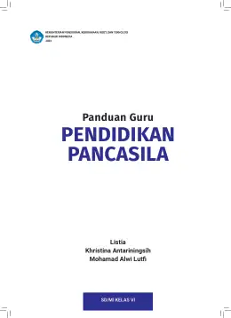Sampul Buku Guru Pendidikan Pancasila SD/MI Kelas VI Kurikulum Merdeka Kelas 6 SD