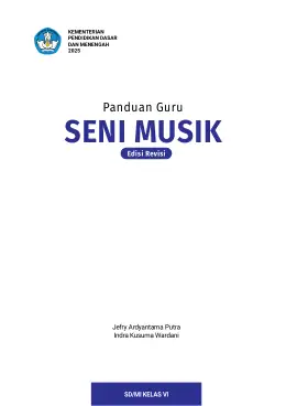 Sampul Buku Guru Seni Musik SD/MI Kelas VI Kurikulum Merdeka Kelas 6 SD