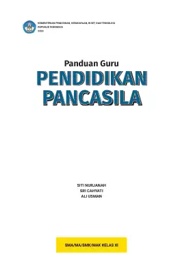 Sampul Buku Guru Pendidikan Pancasila SMA/MA/SMK/MAK Kelas XI Kurikulum Merdeka Kelas 11 SMA