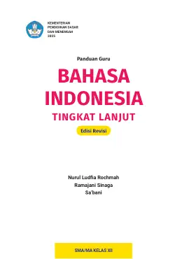 Sampul Buku Guru Bahasa Indonesia Tingkat Lanjut SMA/MA Kelas XII Kurikulum Merdeka Kelas 12 SMA