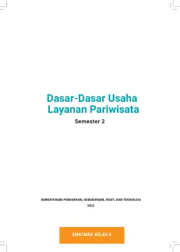 Sampul Buku Siswa Dasar-Dasar Usaha Layanan Pariwisata SMK/MAK Kelas X Semester 2 Kurikulum Merdeka SMK Kelas 10