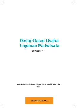 Sampul Buku Siswa Dasar-Dasar Usaha Layanan Pariwisata SMK/MAK Kelas X Semester 1 Kurikulum Merdeka SMK Kelas 10