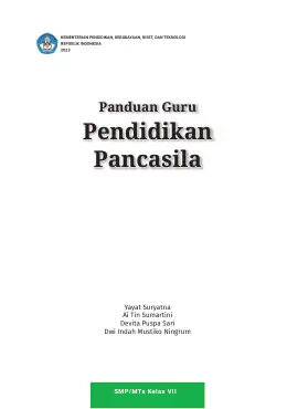 Sampul Buku Guru Pendidikan Pancasila SMP/MTs Kelas VII Kurikulum Merdeka Kelas 7 SMP