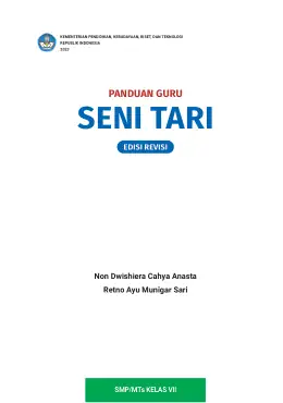 Sampul Buku Guru Seni Tari SMP/MTs Kelas VII Kurikulum Merdeka Kelas 7 SMP