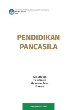 Sampul Buku Siswa Pendidikan Pancasila SMP/MTs Kelas VIII Kurikulum Merdeka Kelas 8 SMP