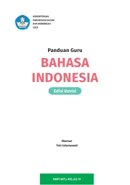Sampul Buku Guru Bahasa Indonesia SMP/MTs Kelas IX Kurikulum Merdeka Kelas 9 SMP
