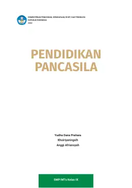 Sampul Buku Siswa Pendidikan Pancasila SMP/MTs Kelas IX Kurikulum Merdeka Kelas 9 SMP