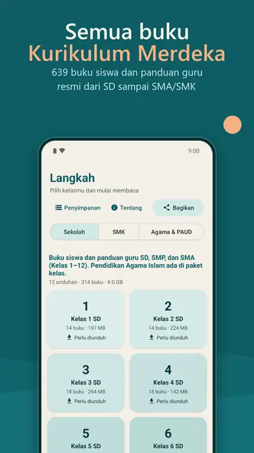 Tampilan aplikasi Buku Kurikulum Merdeka