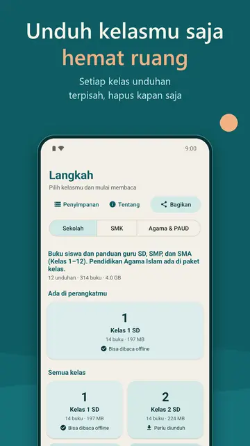Unduh kelasmu saja agar hemat ruang HP